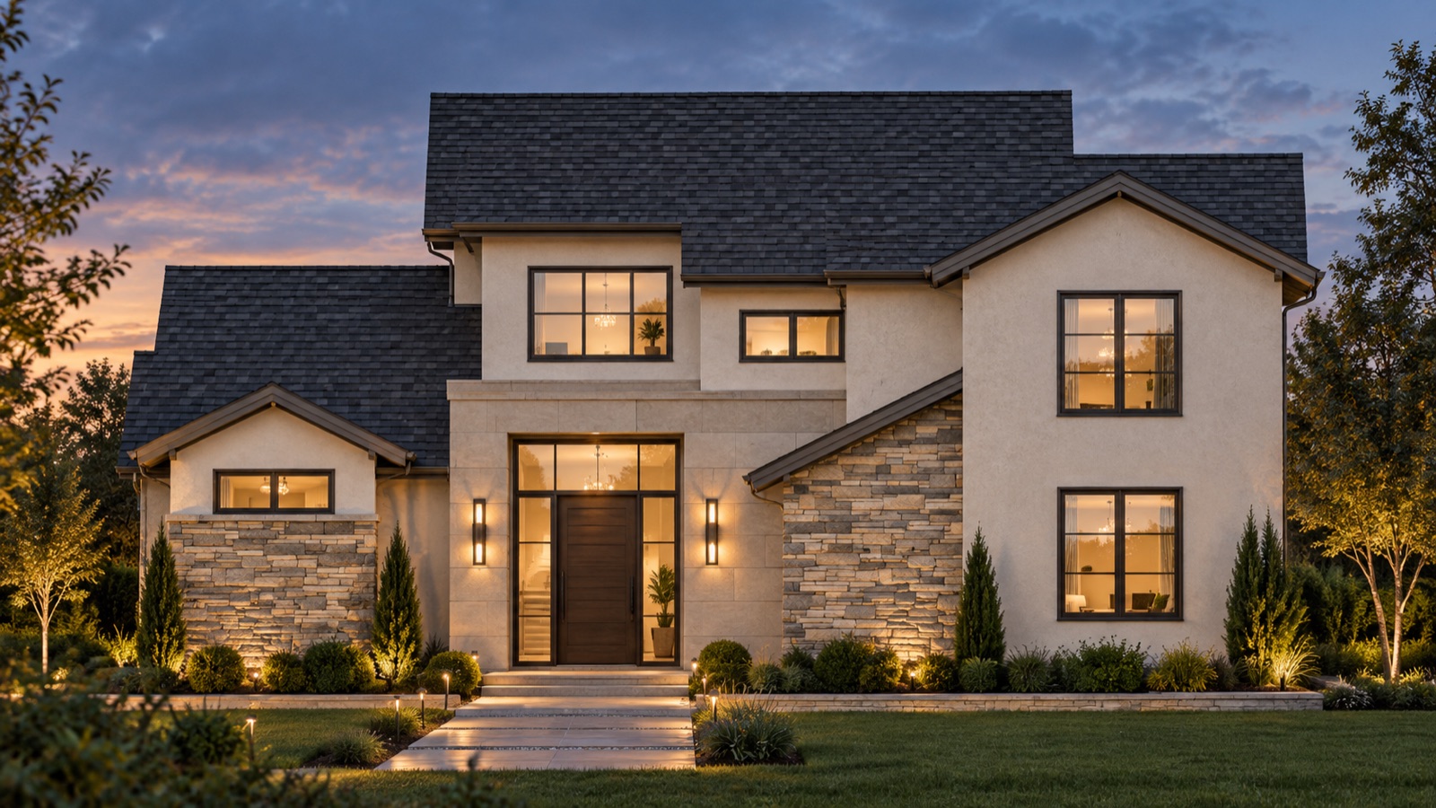 Photorealistic image of the same home generated from that elevation